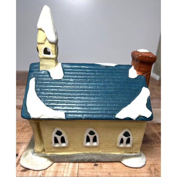 Christmas Porcelain Lighted Village Church House Decor With Box - Picture 4 of 8